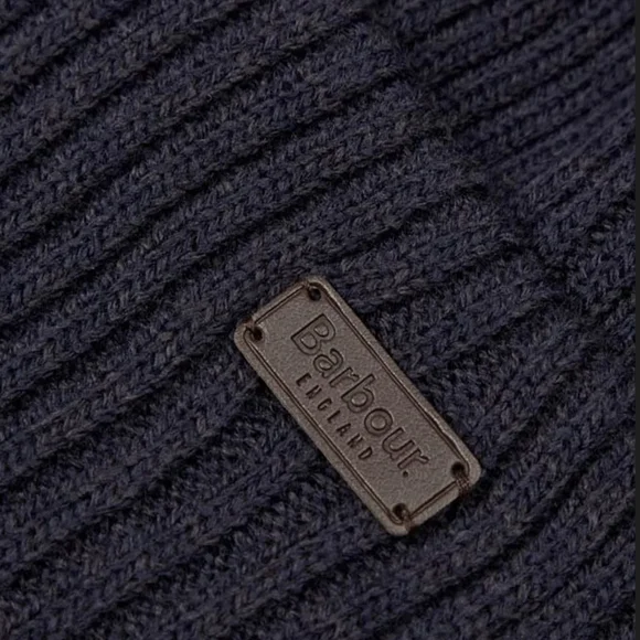 NEW BARBOUR‎ Knitted ribbed NAVY MENS SCARF & BEANIE HAT SET IN GIFT BOX - Picture 2 of 7